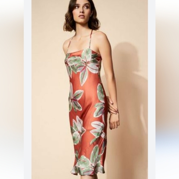 Hutch Dresses & Skirts - Hutch Square Neck Slip Dress, Rust Bali Leaves Print NWT Size XS